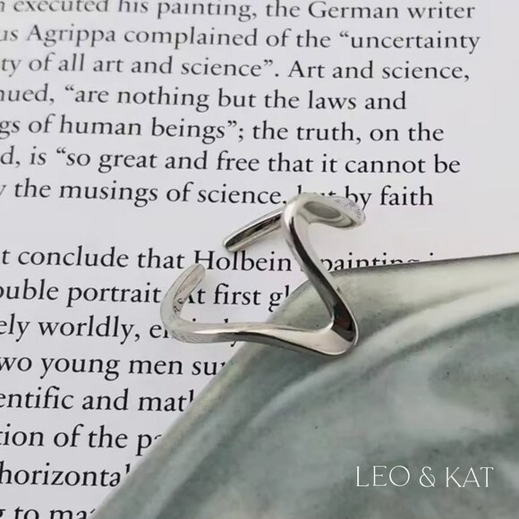 Wavy Adjustable Ring in Gold & Silver. 925 Sterling Silver. #1099 - Picture 6 of 6